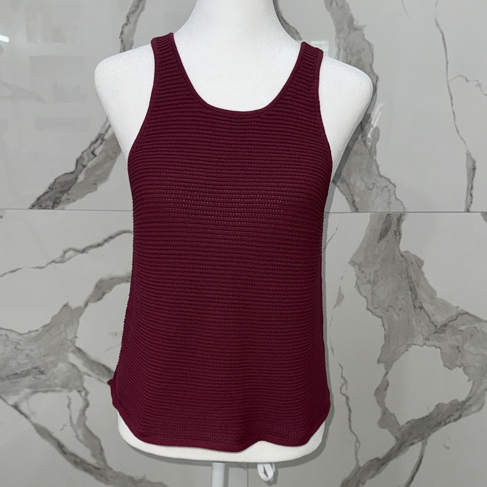 Aritzia Babaton Deep Burgundy Red Knit Tank Top Size S